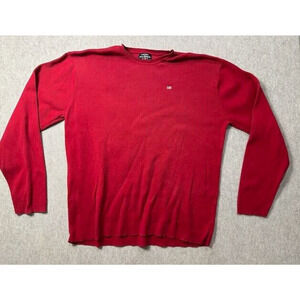 Ralph Lauren Polo Jeans Co. Red Ribbed Knit Vintage Flag Mens Sweater XXL Cotton